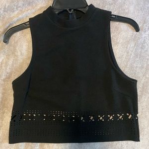 Black Laser Cut Crop Top